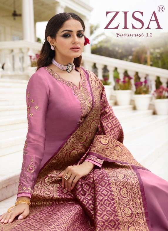 Zisa Banarasi Vol 11 By Meera Trendz Premium Designer Party Wear Collection Wholesale Supplier Online Lowest Price Cheapest Salwar Suit Catalog